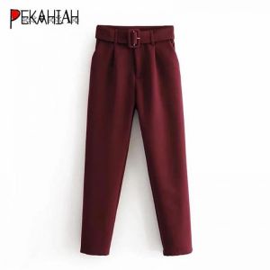 Chikka - אופנה ועיצוב מכנסיים/ג'ינס מכנס אלגנט גזרה גבוהה עם חגורה